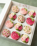 floral cupcakes box - swirl roses & hydrangea A